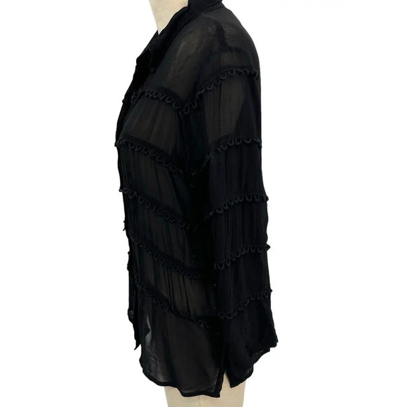 Cleobella Autumn Sheer Blouse Black Button‎ Down Size Small - Picture 6 of 10